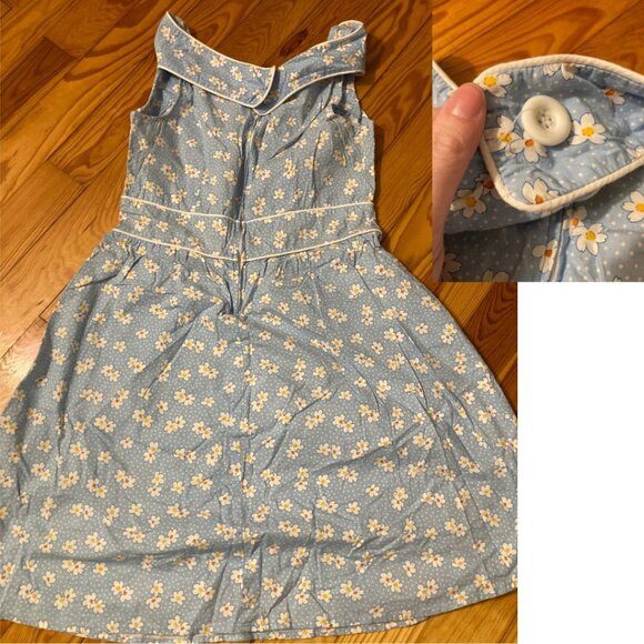 **SOLD** Retrolicious Pastel Blue Daisy Print Retro Style Dress - Picture 3 of 5